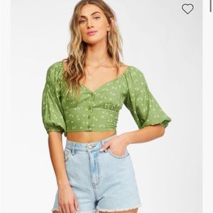 Billabong Pretty Puff Top - cropped, puff sleeves